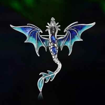 Trendy Rhinestones Dragons Brooches for Women Unisex Enamels Animals Pins Badges Office Party Backpack Gifts Jewelry Accessories