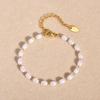 Charm Imitation Baroque Pearl Bead Bracelet for Women, Stainless Steel Rectangular Chain Bracelets,Elegant Jewelry Birthday Gift
