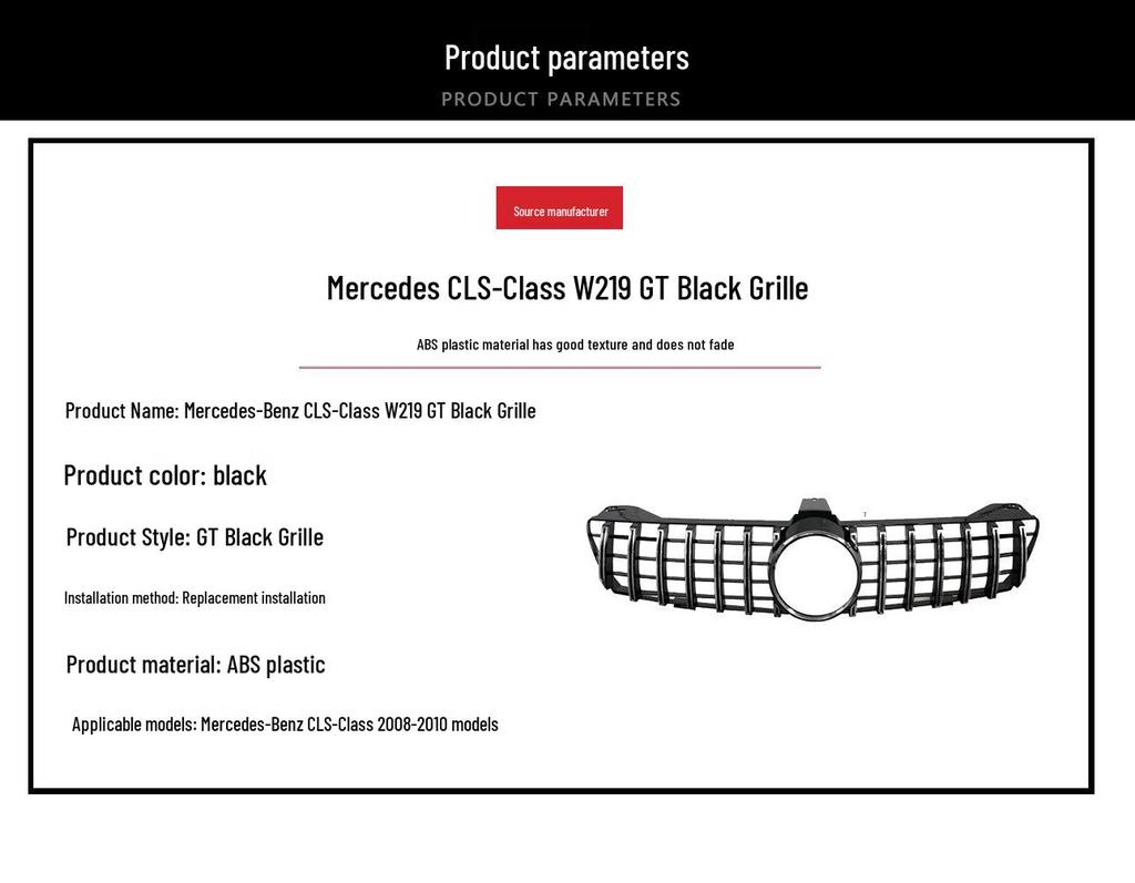 Original GTR Black Grille for 2008-2010 Mercedes-Benz CLS-Class W219