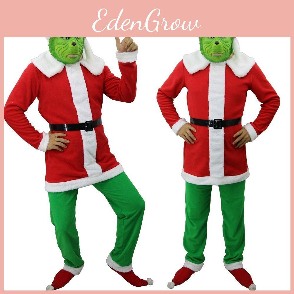 Vibrant Green And Red Grinch Adult Costume Suit Perfect For Holiday Celebrations