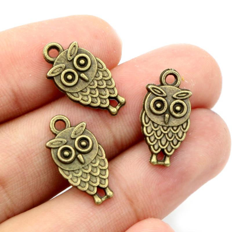 30pcs 15x8mm 19x10mm Antique Silver Plated Bronze Owl Handmade Charms Pendant DIY Jewelry Findings for bracelet necklace