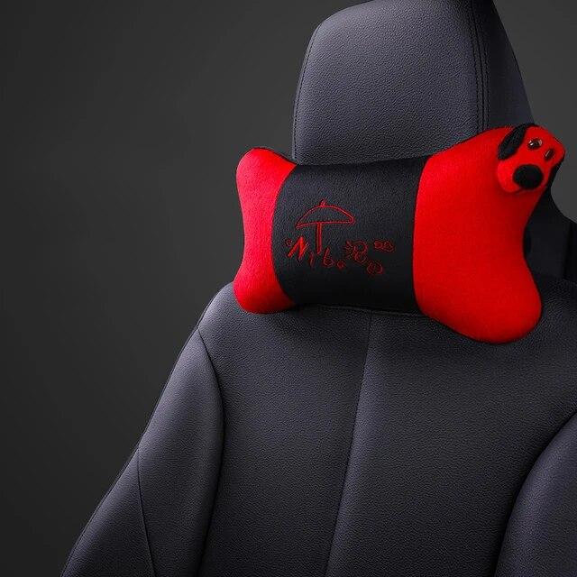 Universal Plush Car Neck Pillow Headrest Relief Neck Pressure Head Masssge Washable Cute Headrest Car Interior Supplies