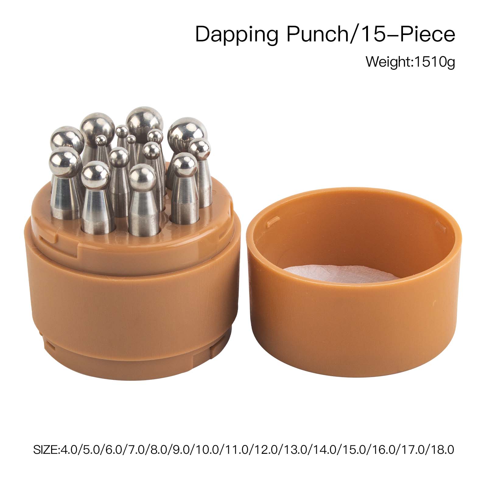 15 PCS Jewelry Dapping Punch Set, 4.0-18.0mm Doming Punch Kit with Storage Case for Jewelry Making & Metal Craft