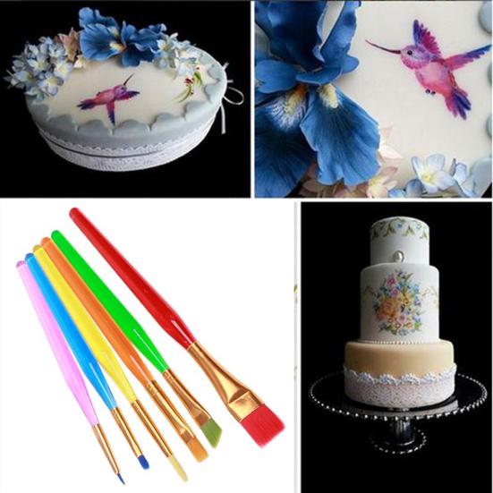 6Pcs Multipurpose Fondant Cake Decorating Pens Cream Color Toning Brushes Tool