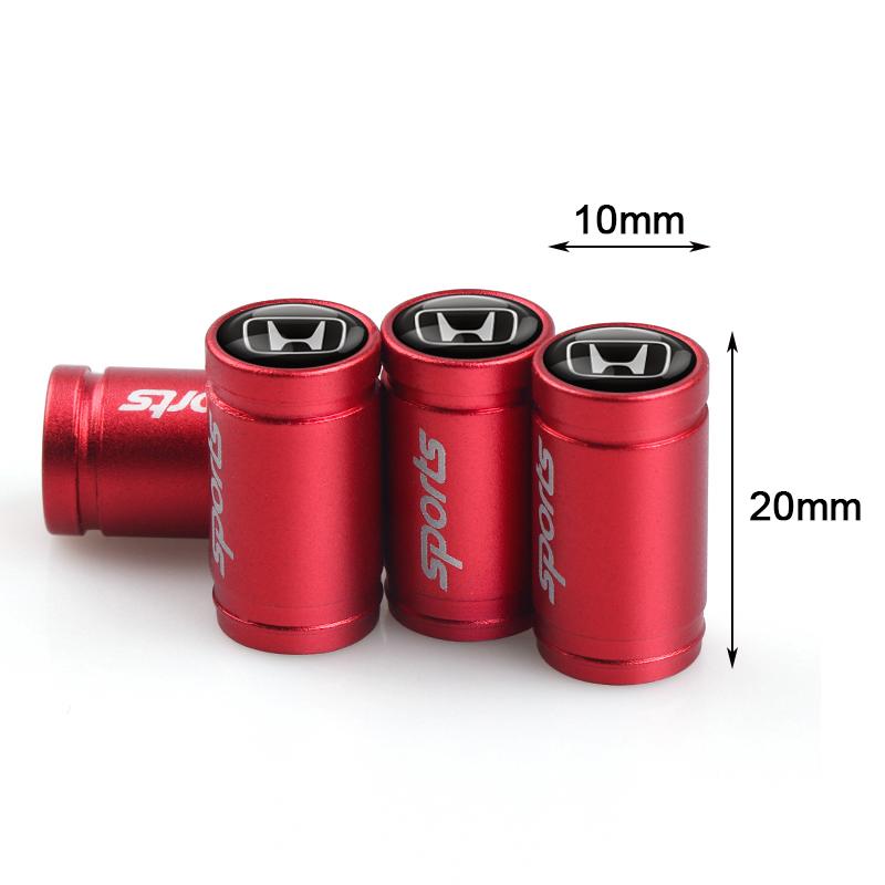 4Pc Aluminum Car Tire Valve Stem Cap Dust Cover Accessories For Honda Civic Fit Accord City Vezel CR-V S660 Odyssey HR-V Insight ajw256