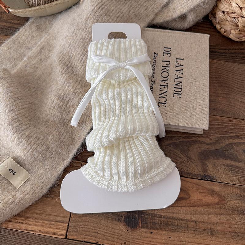 Boots Cotton Socks Cover Spring And Autumn Bow Stacking Socks Ballet Wind Wool Knitted Thickened Warm Calf Cover
