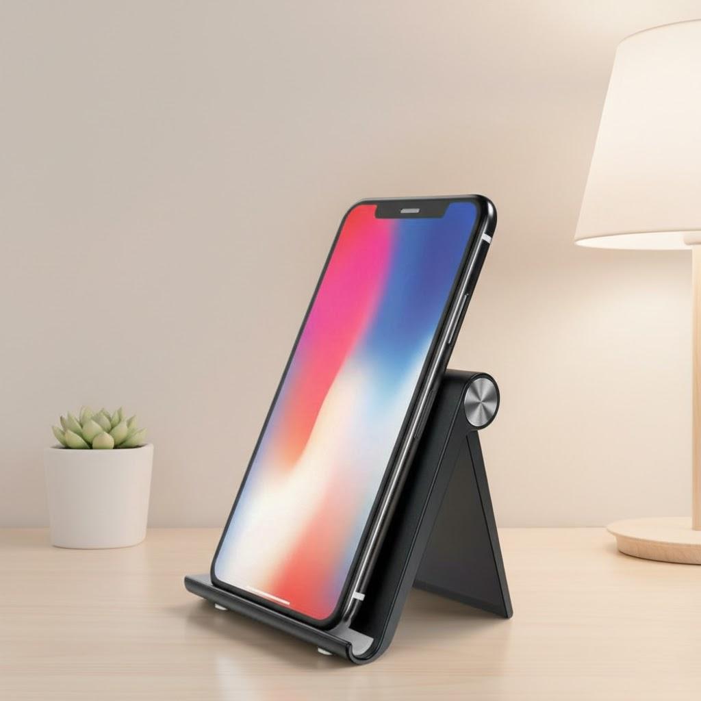 

Adjustable Foldable Phone Stand Multi Angle Holder 4 7 9 Inch Devices Lightweight Tripod Design Home Office Travel Use чёрный