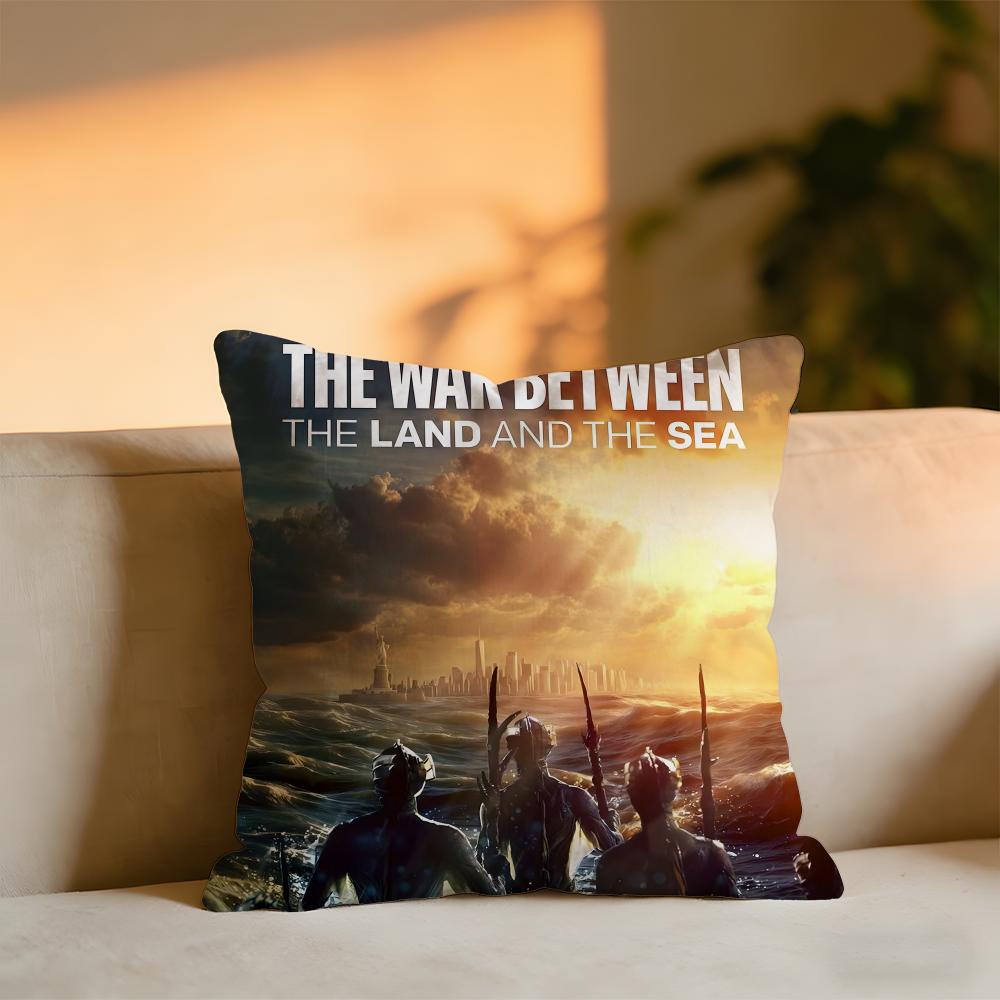 The War Between The Land And The Sea Cushion Cover Cozy Velvet Throw PillowSoft Warm Cushion For Sofa  Bed