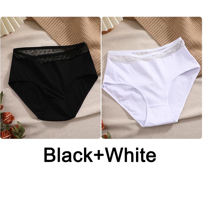FINETOO 2ks Krajka Transparentní Dámské Spodní Prádlo Bavlněné Kalhotky Sexy Kalhotky Dámské Kalhotky Kalhotky Intimky Ženy Spodní prádlo S-XXXL