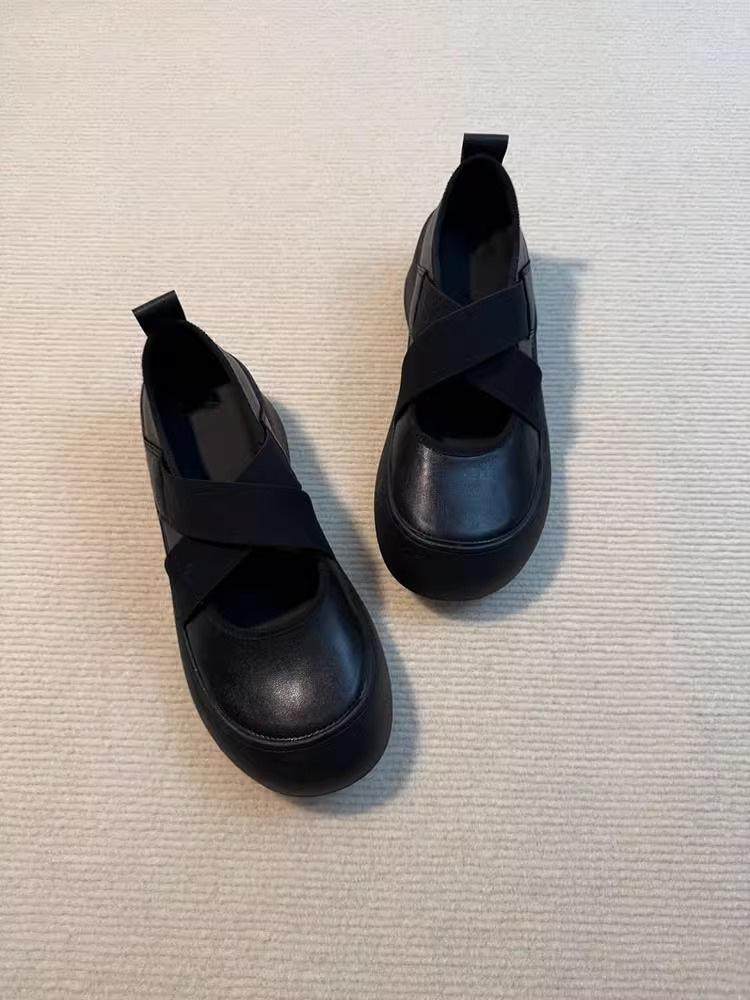 Cross-band sports ballet shoes Mary Jane women's shoes 2025 new platform inner height increase round head small single shoes