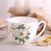 600ml Tasse aus Knochenporzellan mit großem Fassungsvermögen - Blumige Keramiktasse für Milch, Haferbrei, Frühstück, ofen-, mikrowellen- und spülmaschinengeeignet