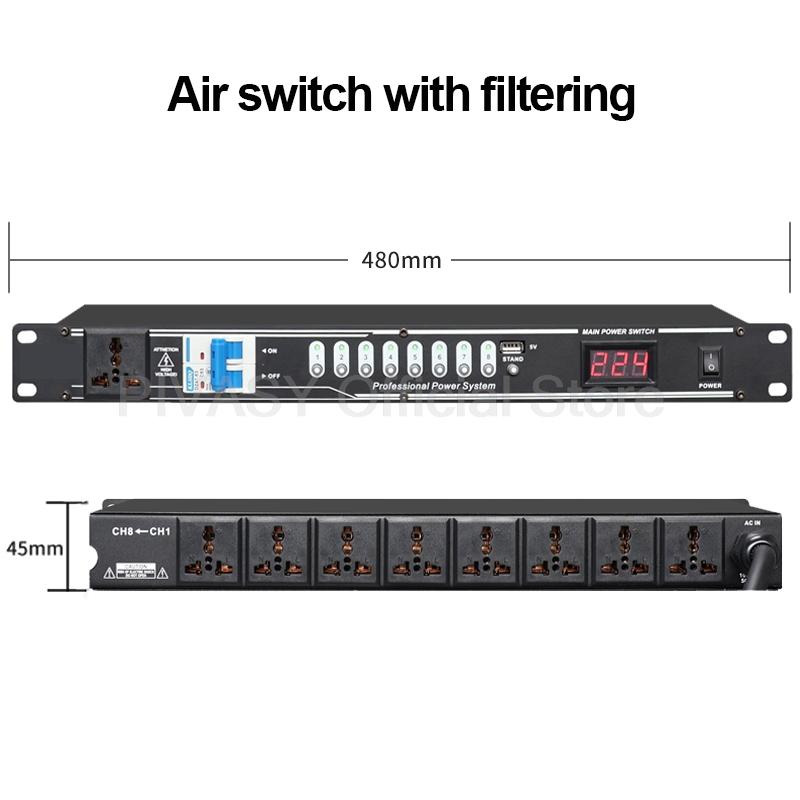 Professional 8 Channel High Power Equipment Power Supply Controller 10-way Power Sequencer With RS232 Serial Port for Stage