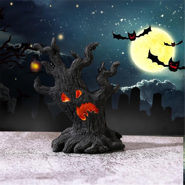4Pcs Halloween Tree Ghostly Collectible Miniature Figurine Horror Resins Figure for Festivals Garden Landscape Ornaments