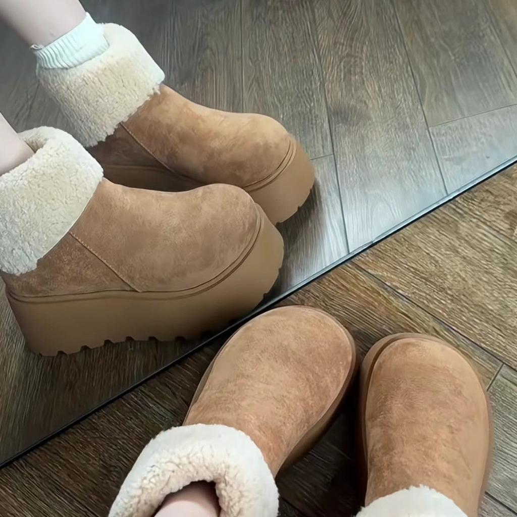 Shoes Women's shoes Versatile winter warm thick-soled velvet muffin sole cotton shoes heightening fashion snow boots