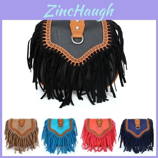 Fashionable Bohemian Tassel Shoulder Bag For Women Soft Pu Material Ideal For Outings