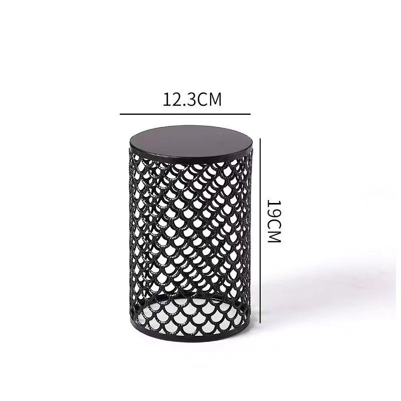 Severský kulatý kovaný železný bufetový stojan na nápoje a ovoce, stojan na občerstvení a pečivo, police na vystavení, dezertní stojan na dim sum, stojan na dorty, dekorativní prvek