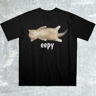 Weird Cat Stupid Sleepy Cat Deranged Ironic Humorous Meme T-shirt Comfortable Breathable Suitable for Everyday Men Clothing