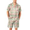 Conjunto de Pijama Masculino de Manga Curta com Botões e Shorts, Roupa Macia, Tamanhos P-XXXXG