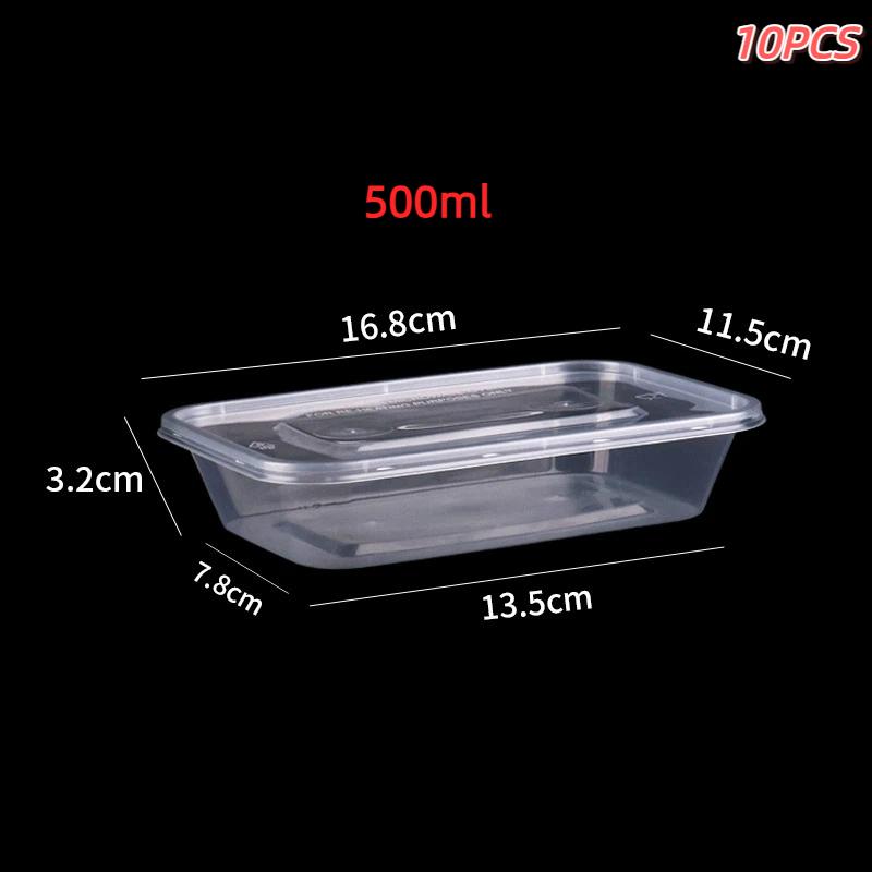 Clear Disposable Food Carry Out Boxes 10Pcs BPA Free Containers for Salad Fruit Cake Lunch Meal Delivery