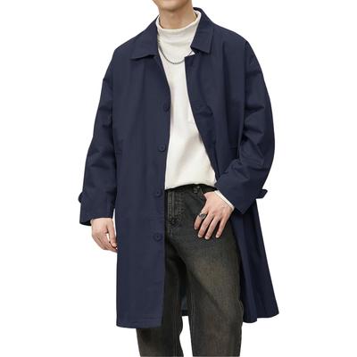 WINROMTICO Trench Spring Balcony Long Plus Solid School Men's Coat, Jacket, Coat, Coat, Length, Windproof, Turn-down Collar, Business, Casual, Sizes,