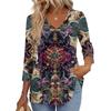Women's T Shirt Print 3/4 Sleeve Fashion Basic V- Neck Regular Top