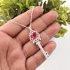 Pink Tourmaline Gemstone 925 Sterling Silver Women Jewelry Pretty Zircon Pendant 2.1" Gift For Your Love CZP-17-8