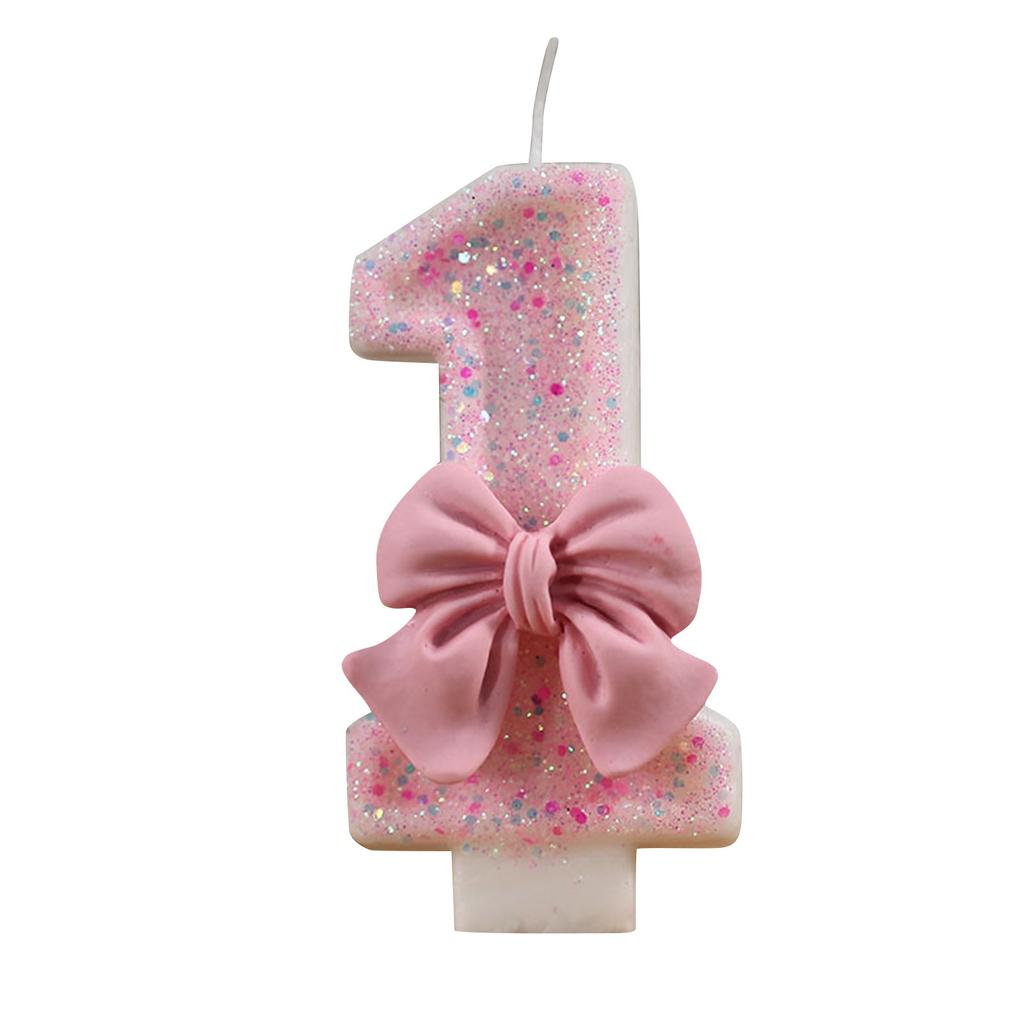 3D Number Cake Decorating Candle Pink Glitter Birthday Candles Digital Candle Cake Topper Birthday Party Anniversary Cake Decor