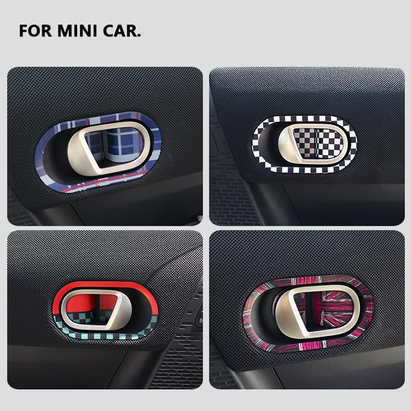 2pcs/4pcs For Mini Cooper F65 F66 F67 2024 2025 Car Inner Door Handle Bowl Trim Decoration Stickers Interior Car Accessories