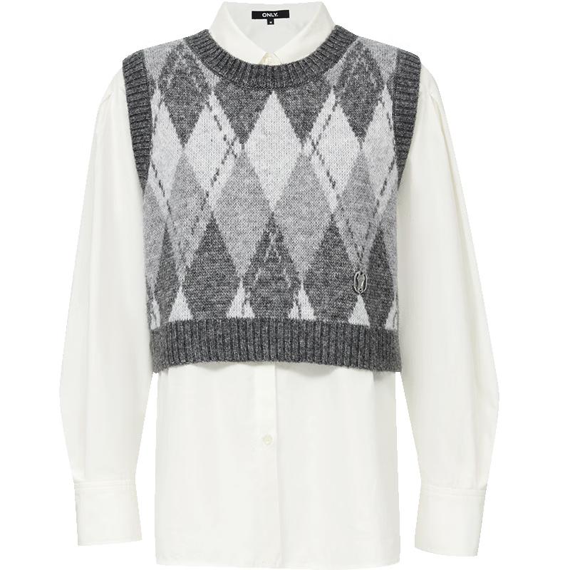ONLY Women's Argyle Knit Vest & Shirt Set