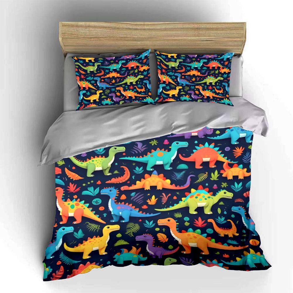 Dinosaur-Themed Colorful Kids Set Exquisite Three-Piece Bedding Set Gift For Kids And Adults