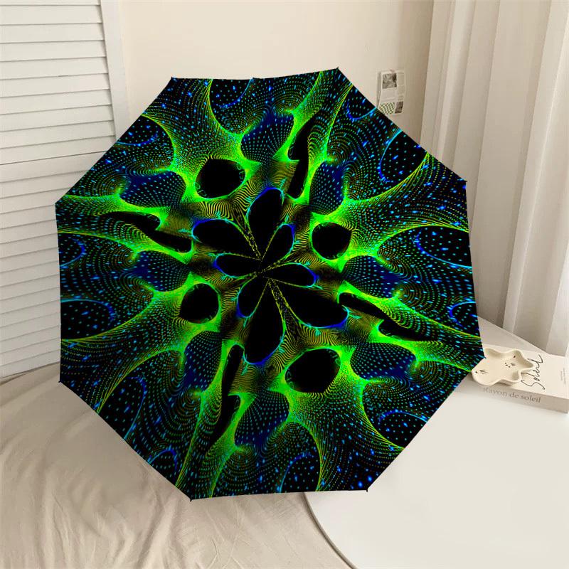 

1pc Psychedelic Patterns Automatic Open/Close Umbrella with Windproof, 8-Rib Sturdy Canopy, Durable Ribs, Fashionable Design1198A