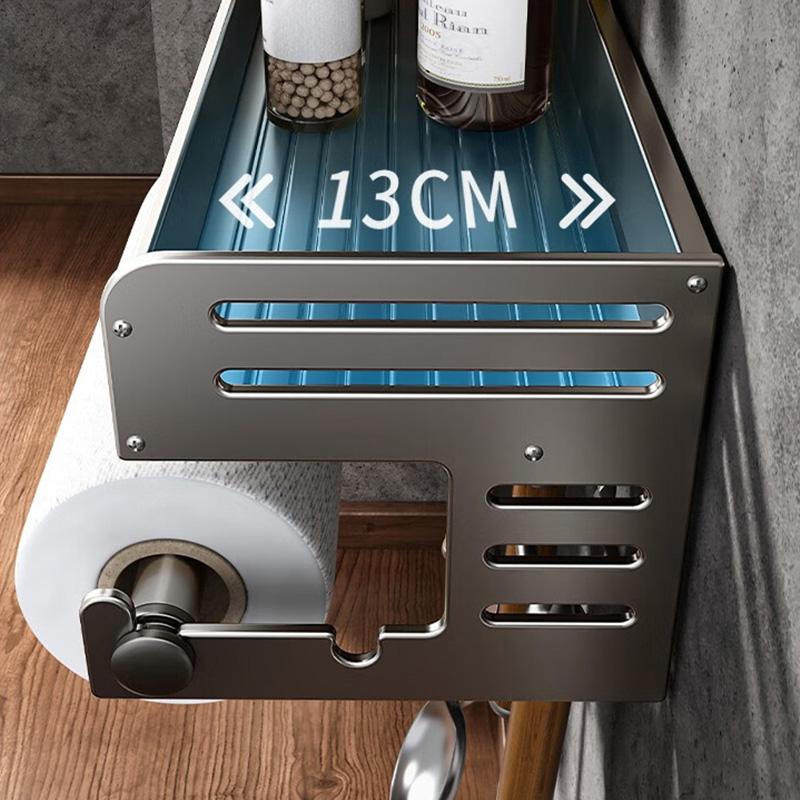 30/40CM Kitchen Storage Rack with Hook Wall Mounted Seasoning Bottle Storage Shelf Knife Shovel Spoon Holder Kitchen Organizers