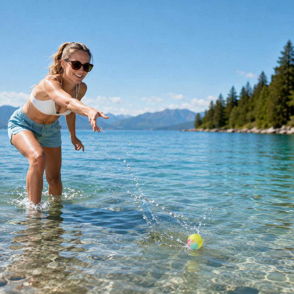 Water Bouncing Ball 5 5cm Diameter Elastic Fabric Surface Lightweight Floating Design for Outdoor Pool Lake Beach Play