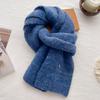 Blue Soft Waxy Wool Knitted Scarf Men's and Women's Autumn and Winter Warm Wool Scarf Cold Protection Cervical Spine