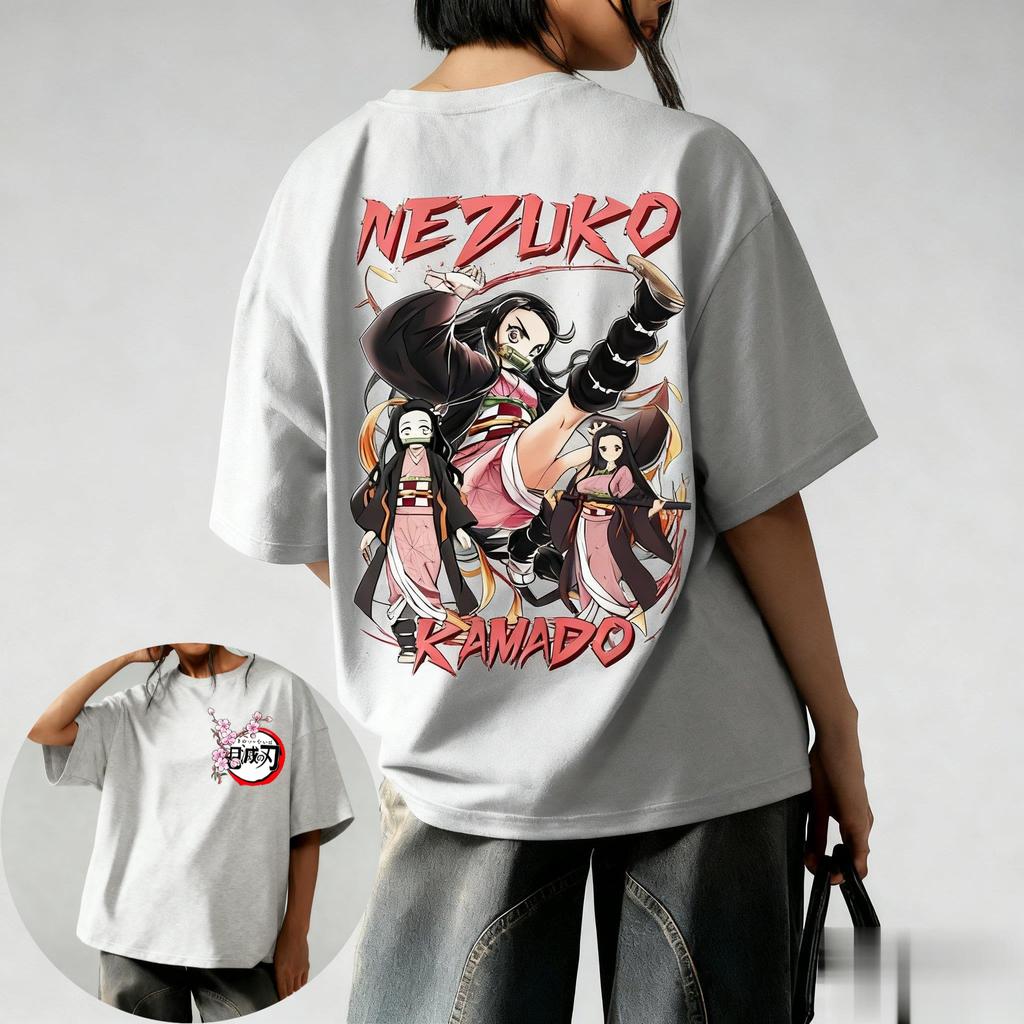 Unisex Demon Slayer Anime T Shirt Women Unisex Short Sleeve Tee Nezuko Kamado Print Casual Streetwear Summer Trendy Top
