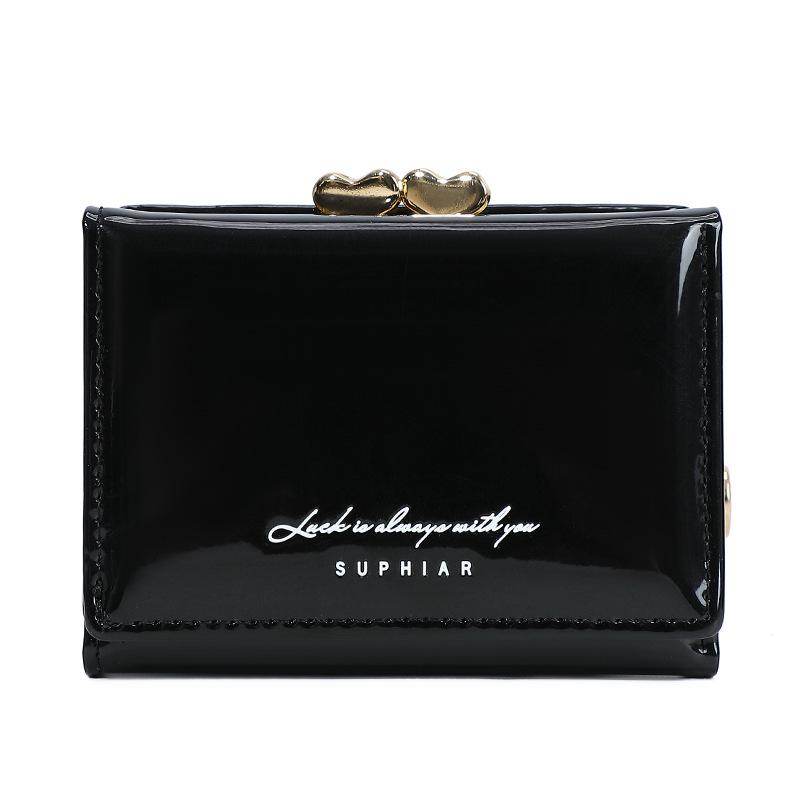 

New women s wallet simple change bag mini portable fashion clip wallet women s high-end sense чёрный