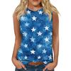 Women's Fashion Casual T-Shirt Round Neck Sleeveless Independence Day Printed Vest Top