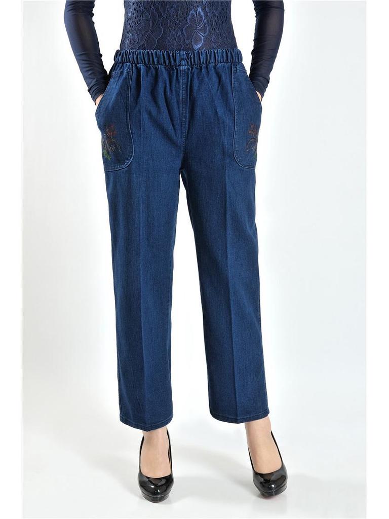 Women's Spring 2024 High-Waisted Elastic Straight-Leg Loose Jeans for Middle-Aged & Elderly