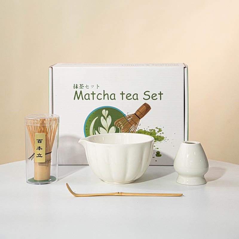 

4/8pcs Matcha Whisk Set for Tea Lover Ceramic Matcha Kit Set petal Bowl Whisk Scoop Sifter for Home Camping Art of Tea Present