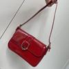 Retro Patent Leather Shoulder Bag For Women Luxury Flap Crossbody Bag Solid Color Underarm Bag Red Crossbody Bag Lady Handbag