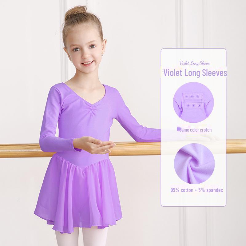 Girls' Long Sleeve Ballet Dance Jumpsuit - Autumn Chinese Dance Costume
