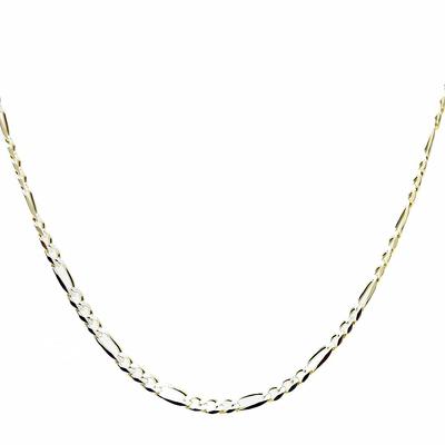 Silver One Figaro Chain Necklace for Made In Italy from 925 Sterling 18K Gold and Silver Sparkling 4mm 1mm Fine Gold Men, Silver, Plated, Cut, Wide,