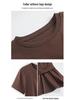 2025 Women's Fashion Short Sleeve Cotton Top – Irregular Pleated Slimming Crew Neck