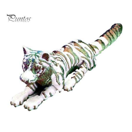 3D Printed Tiger Model Figure, Realistic with Movable Joints, Articulated Figure Forest Animal Figurine for Home Office Bookshelf Flexible Ornament