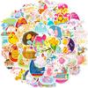 50pcs Easter Egg Children's Party Stickers Cute Cartoon Easter Egg Rabbit Element Arrangement Party Stickers Holiday Sticker