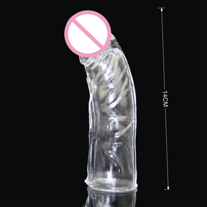 Male Extender Delay Condoms Penis Extension Sleeve Reusable for Men, Realistic Penis Shape Sleeve Bold Cock Ring Adult Sex Toys