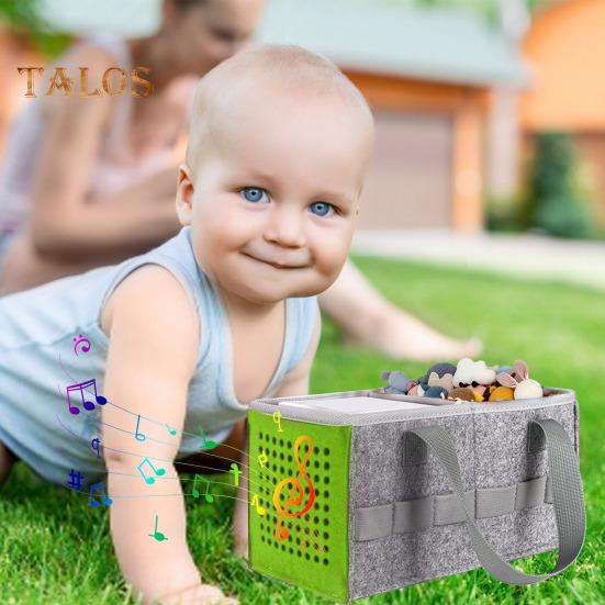 Wireless Speaker Felt Storage Bag Portable Handle 2 Compartments Large Capacity Foldable Audio Player Kids Stuffed Toy Snack Organizer Carrying