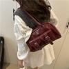 Fashion Women Patent Leather Tote Shoulder Bag Retro Style Satchel Purse with Buckle Pockets for Casual Daily Commute Streetwear