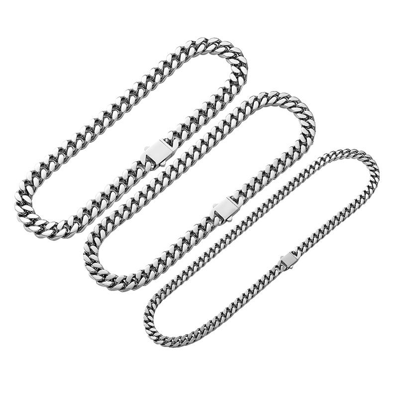 9mm Breite Edelstahl Eng Runde Kubanische Miami Ketten Halsketten Groß Schwer Bling Goldkette für Männer Hip Hop Rapper Schmuck