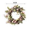 Easter Wreath with Pastel Eggs Front Door Wall Hanging Artificial Green Leaves Garland for Party Holiday Home Garden Decoration